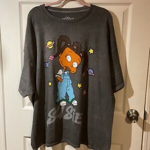 NWOT Nickelodeon Rugrats Charcoal Tee with Susie Character and Bright Accents